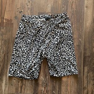 Leopard Print Women's Shorts - Black and White